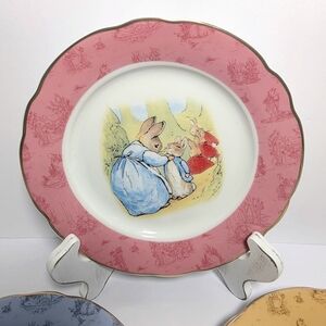 Peter Rabbit Pink Accent Decorative Plate with Gold Trim